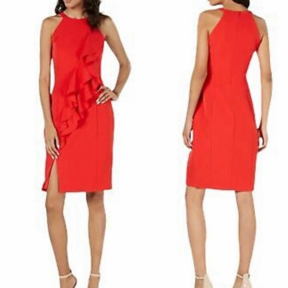 Vince Camuto Red Halter Ruffle Mini Dress Size 2